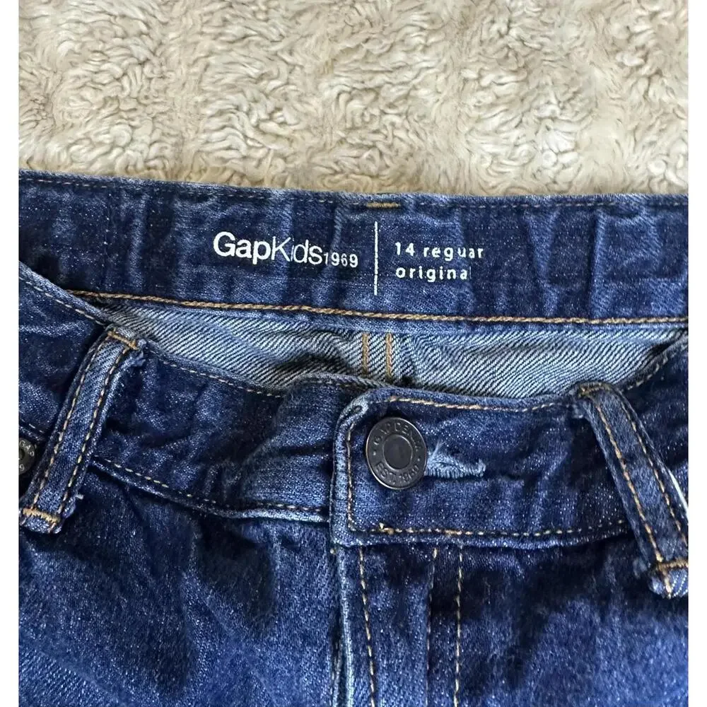 GAPKids 1969 classic slim straight medium-dark wash denim jeans Youth 14 Reg